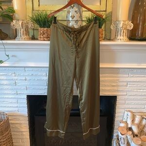 Savage X Fenty Rihanna Brown Satin Tie Waist Wide Leg Pajama Pants Size Large